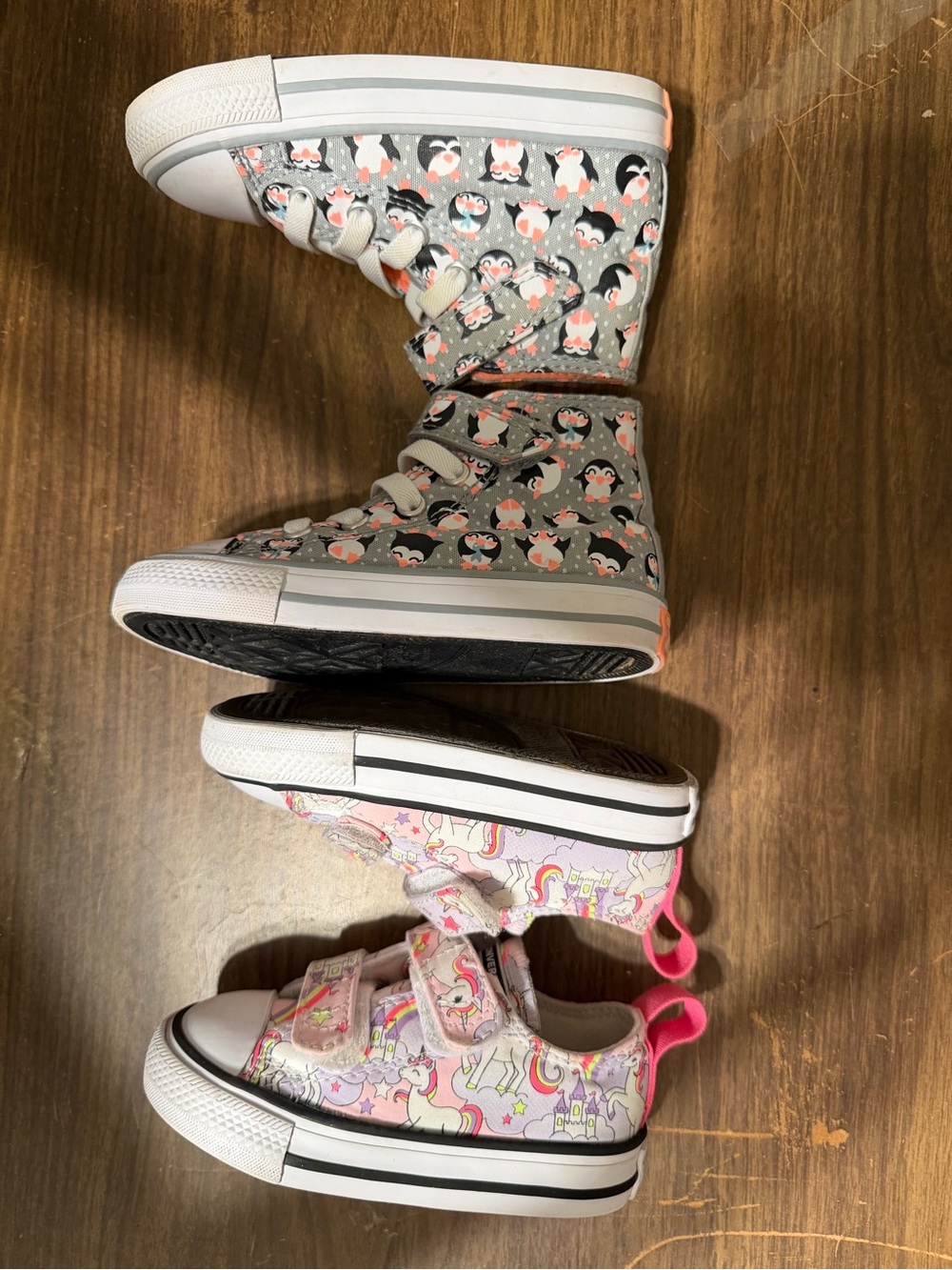 Lot of 2 Converse Allstar Chuck Taylor Toddler Girl Owl 7 High top Unicorn 5 low - Picture 5 of 6